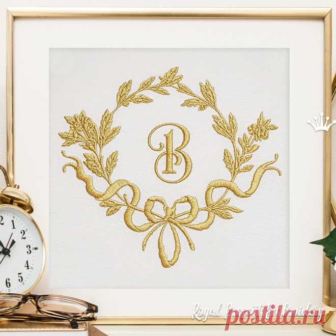 Барокко рамка для монограммы Дизайн машинной вышивки