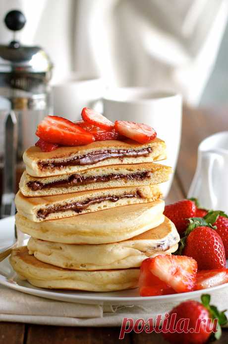 Nutella Stuffed Pancakes | RecipeTin Eats Nutella Pancakes STUFFED with Nutella! Not just sandwiched with Nutella, actually stuffed inside. It's EASY and mess free - find out how!