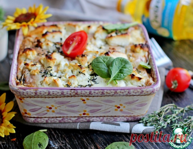 Запеченные блины с творогом и шпинатом