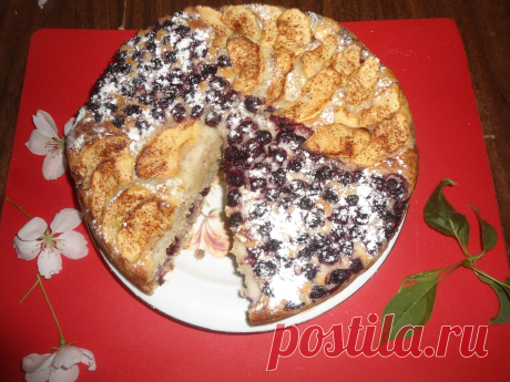 Сметанный пирог с яблоками и вишней &quot;Вкус лета&quot; рецепт пошаговый https://ligakulinarov.ru/r/smetannyy_pirog_s_yablokami_i_vishney_vkus_leta_1973