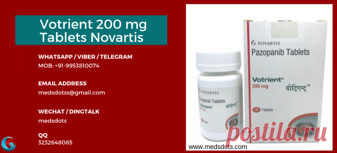 Buy Votrient 200mg tablets is a tyrosine kinase inhibitor, in cheap and best price from MedsDots and used to help overcome of various cancer diseases such as renal cell carcinoma, soft tissue sarcoma etc.Pazopanib is the generic name for VOTRIENT.