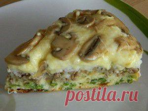 Быстрый пирог с грибами | vkusnyymir