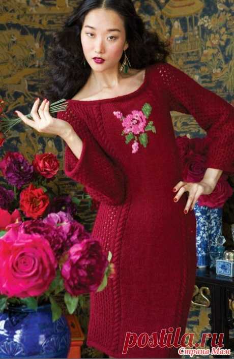 Вязанoе платье Rose Motif - Вязание спицами - Страна Мам