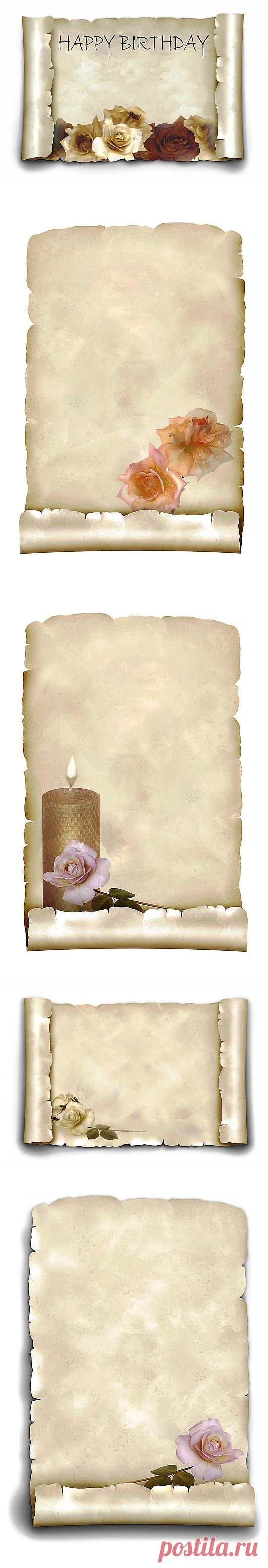 Аncient paper roll with a rose.