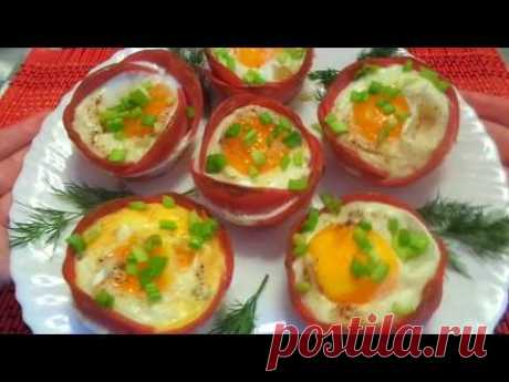 Простые и красивые рецепты! Оригинальная  яичница в колбаске!
(духовка)