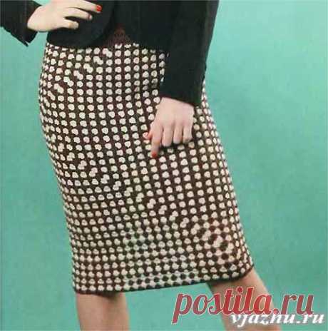 Двухцветная прямая юбка крючком