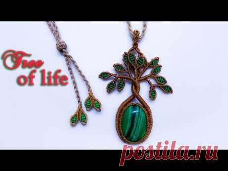 Macrame tree of life necklace tutorial - Hướng dẫn thắt mẫu dây chuyền cây sinh tồn - YouTube