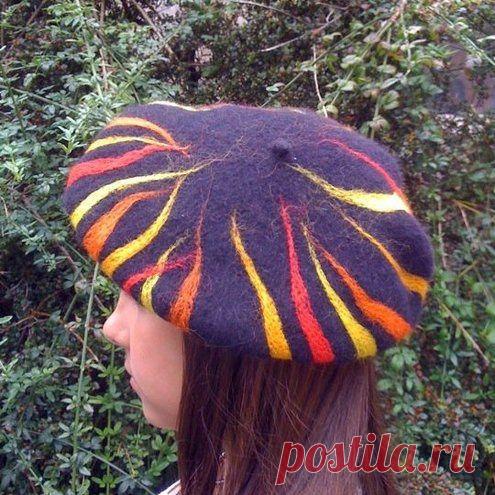 Hand felted beret