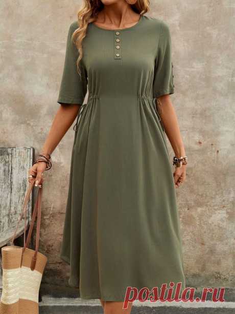 Summer Short Sleeve And Linen Dress