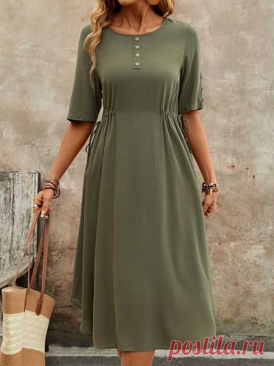 Summer Short Sleeve And Linen Dress