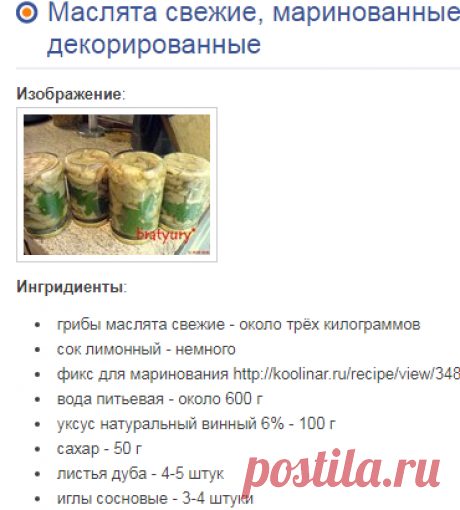 Маслята свежие, маринованные готовым фиксом и красиво декорированные. Каталог блюд.