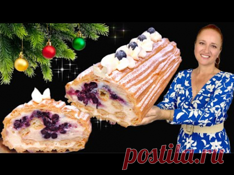 🎄Новогодний РУЛЕТ ПОЛЕНО эклер как мороженое пломбир на Рождество Люда Изи Кук заварной крем выпечка