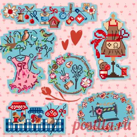 Вышивка крестом на заказ &quot;La grande histoire de l'ouvrage Cross stitch&quot;,
фрагменты; Les Brodeuses Parisiennes (Парижские вышивальщицы)