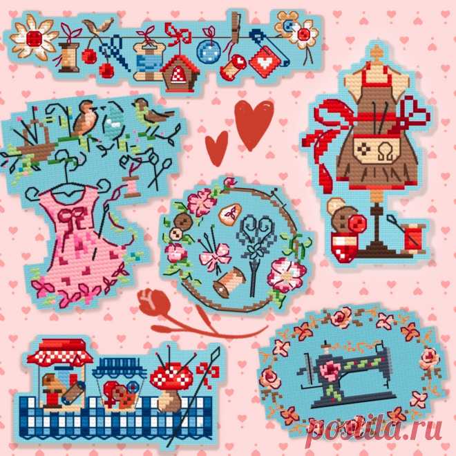 Вышивка крестом на заказ "La grande histoire de l'ouvrage Cross stitch",
фрагменты; Les Brodeuses Parisiennes (Парижские вышивальщицы)