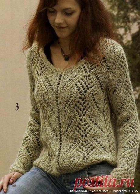 Пуловер спицами