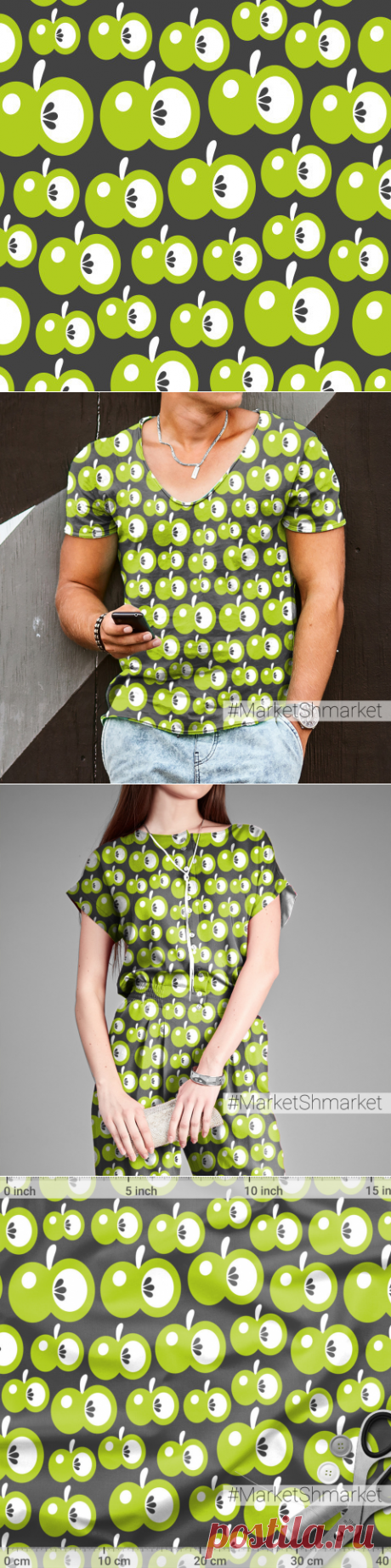 Ткань Яблочный бумсик - закажи на #MarketShmarket.com любая ткань с любым принтом