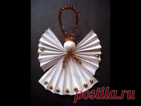 ACCORDION PLEATS BEADED ANGEL Christmas decoration, paper crafts, gift tags, window or wall hanging - YouTube