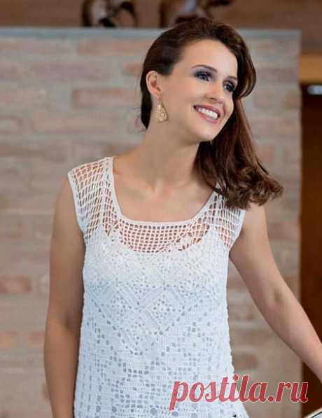 Blusa Branca Multiponto Rendada. Белый топ крючком схема 2016 | Домоводство для всей семьи.