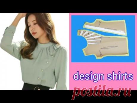 Thiết kế Áo kiểu nhún thân cài lệch một bên cực sành điệu |design shirts |basic Sewing techniques |