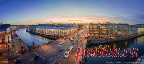 Питер. Невский проспект, Аничков мост через Фонтанку.
