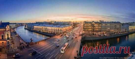 Питер. Невский проспект, Аничков мост через Фонтанку.