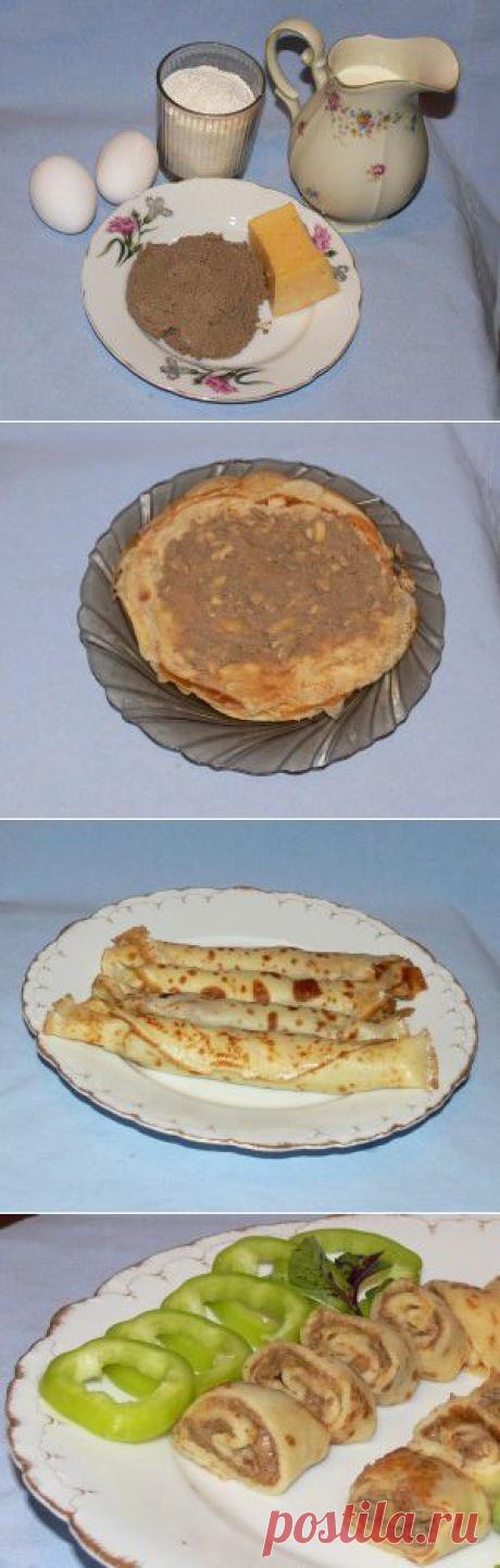 Блинчики с печенью и сыром - здоровый завтрак