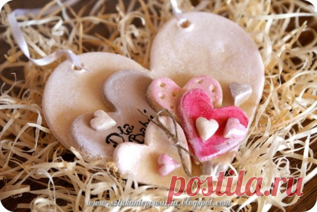 Делаем очаровательные сердечки-валентинки из соленого теста - идеи и мастер-классы