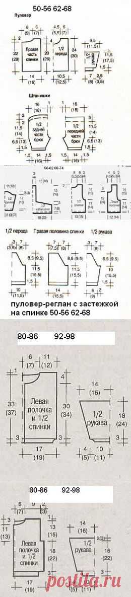 Примерные выкройки детских кофточек-пуловеров