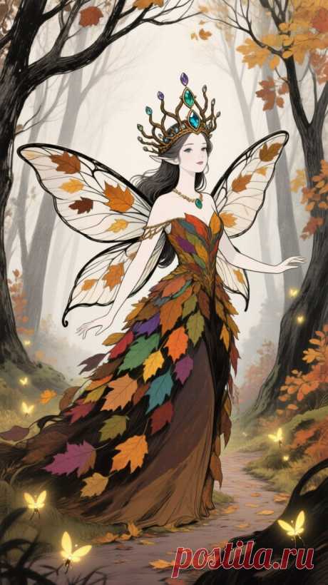 Забытая королева фей в осеннем лесу: магия и ностальгия увядающей природы. Нейросеть Qwen images Ai - Qwen Images примеры промтов - Форум ИИ о нейросетях - Yes Ai