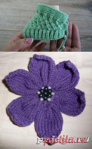 Вязаный цветок спицами