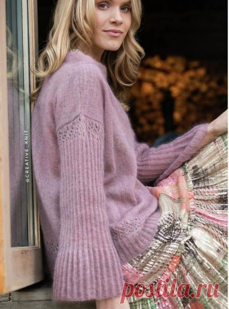 Пост на стене ДЖЕМПЕР ИЗ МОХЕРА от Dale Garn#джемпер_спицами #пуловер_спицами #кидмохер #мохер_на_шелке #вязание_спицами #описание_вязания