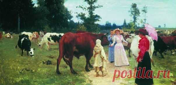 Илья Репин — Барышни среди стада коров, 1880