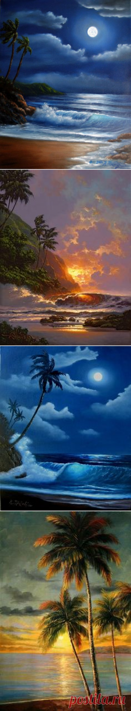 (116) Half Off Sale - Original Oil Painting Tropical Midnight by artist Kathy McCartney