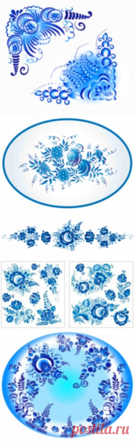 Картинки для декупажа.Гжель.