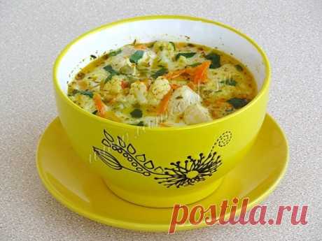 Куриный суп с цветной капустой, горошком и сыром — рецепт с фото пошагово