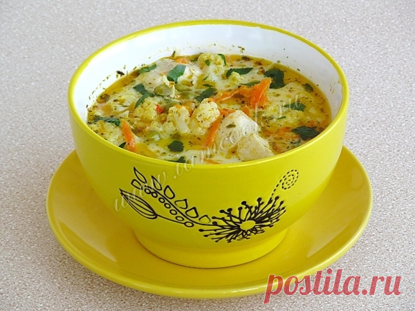 Куриный суп с цветной капустой, горошком и сыром — рецепт с фото пошагово