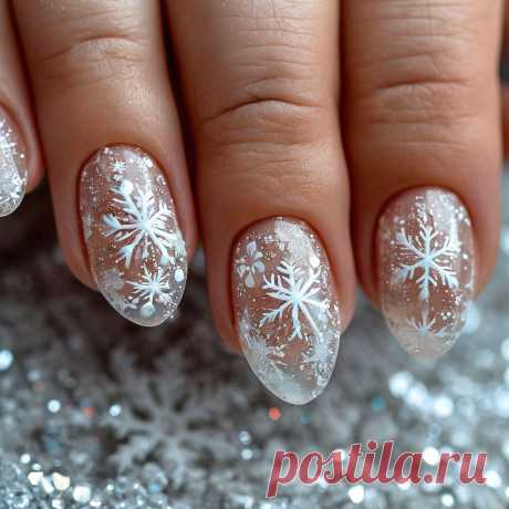 Зимняя сказка на ногтях: 5 стильных идей маникюра ❄️ | Маникюрный | Дзен