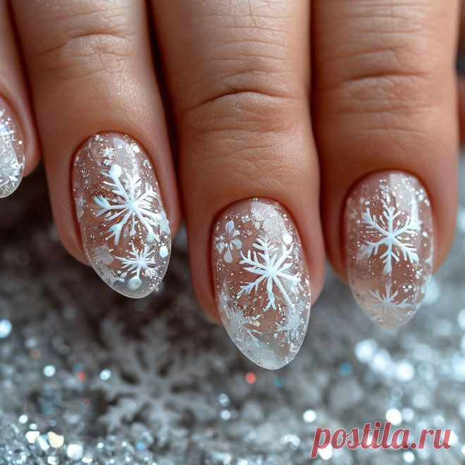 Зимняя сказка на ногтях: 5 стильных идей маникюра ❄️ | Маникюрный | Дзен