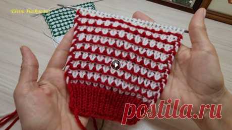 Двухцветный узор, ленивый жаккард спицами. Pattern 2 colors/ Узор с раппортом 2 петли и 4 ряда в высоту. Очень красивый, легко вязать и быстро запомнить....