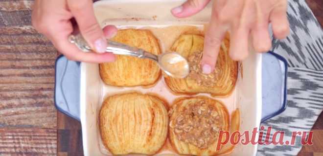 Запеченные яблоки с корицей и овсяными хлопьями - отличный десерт на скорую руку | Четыре вкуса