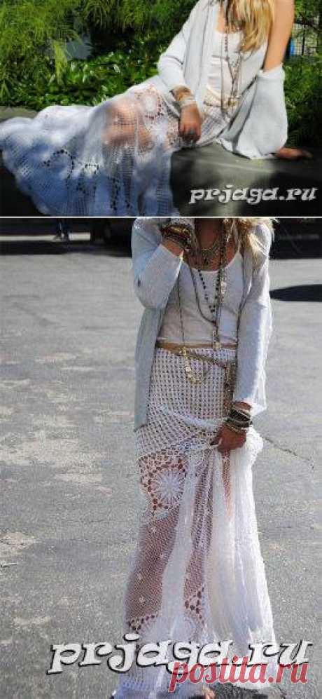 Длинная юбка крючком схемы