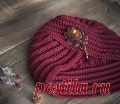 шапочка-чалма спицами узором французская резинка | Шапочки | Crochet, Handmade baby and Knit hats