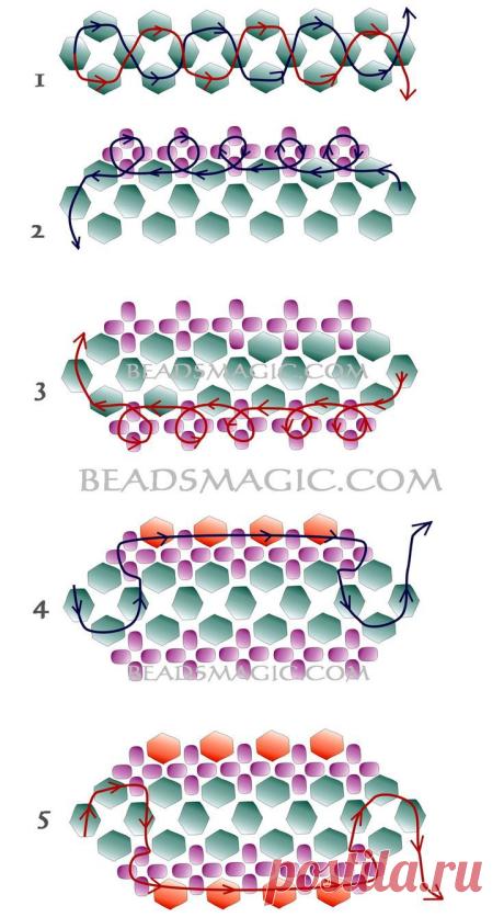 Free pattern for beaded bracelet Dark Violet | Beads Magic | boncuk takılar-beading