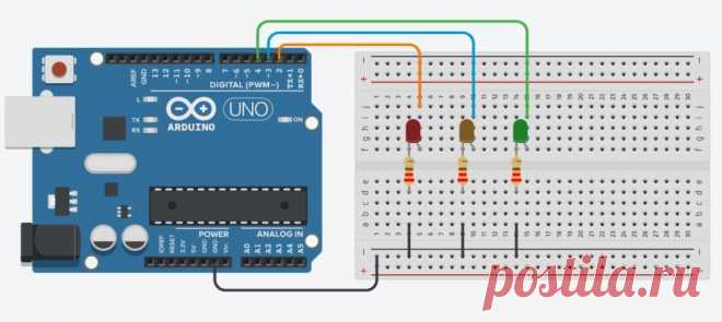 Урок 5. Светофор на Arduino UNO. Arduino моделирование в Tinkercad. - X-TEX