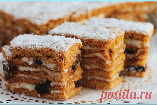 Обалденный медовик с черносливом и орехами | Краше Всех