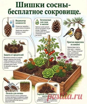 Шишки сосны - бесплатное сокровище для сада