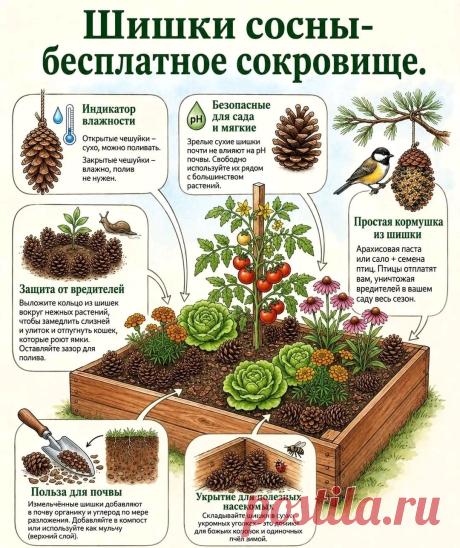Шишки сосны - бесплатное сокровище для сада