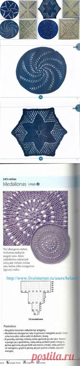 Подборка медальонов - вяжем из центра!