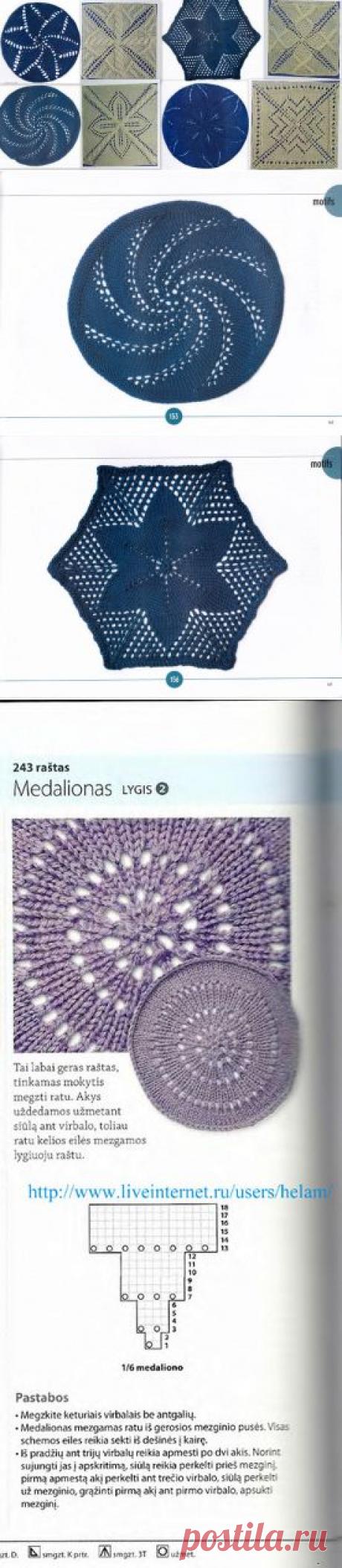 Подборка медальонов - вяжем из центра!