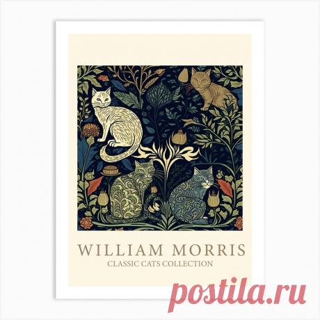 William Morris Cats Collection Tree Of Life Art Print Fine art print using water-based inks on sustainably sourced cotton mix archival paper.
• Available in multiple sizes 
• Trimmed with a 2cm / 1" border for framing 
• Available framed in white, black, and oak wooden frames